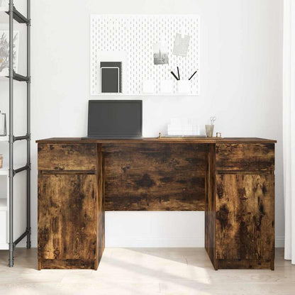 Desk with Drawer Smoked oak 140 x 49 x 76 cm Engineered wood