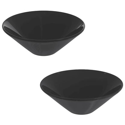 Wash Basins 2 pcs Gloss Black Ø42x14 cm Ceramic