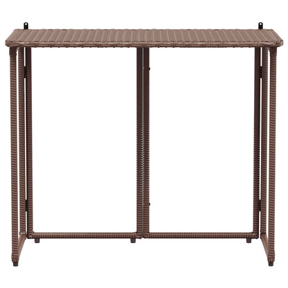 Folding Garden Table Brown 90x51x75 cm Poly Rattan