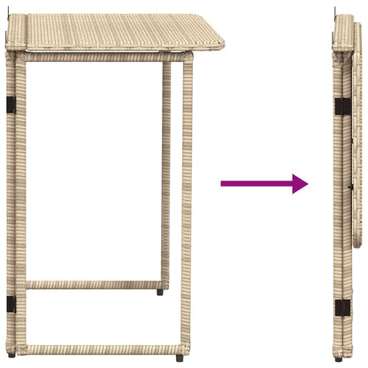 Folding Garden Table Beige 90x51x75 cm Poly Rattan
