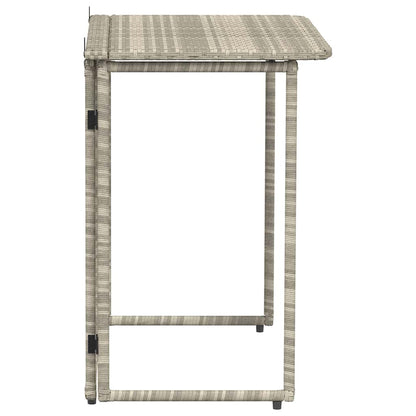 Folding Garden Table Light Grey 90x51x75 cm Poly Rattan
