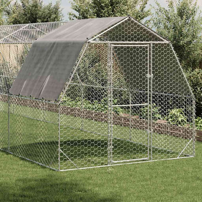 Chicken Run with Roof 2.5x12x2.25 m Galvanised Steel