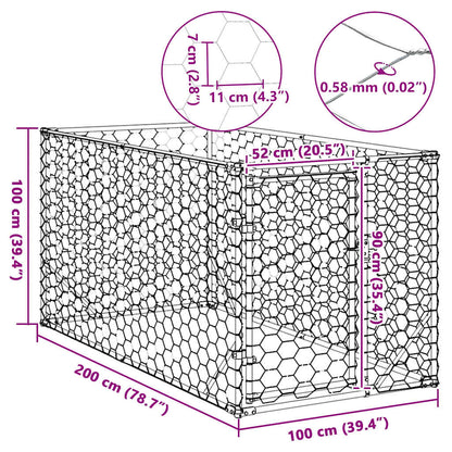 Outdoor Dog Kennel with Door 2x1x1 m Galvanised Steel