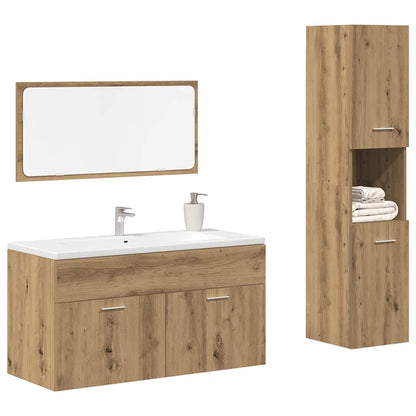 3 Piece Bathroom Furniture Set Artisan Oak Engineered Wood