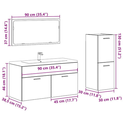 4 Piece Bathroom Furniture Set Old Wood Engineered Wood