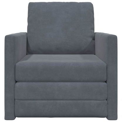 Floor Sofa Bed with Cushion Dark grey 74 x 77 x 81 cm Velvet