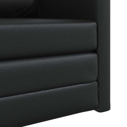 Floor Sofa Bed with Cushion Black 74 x 77 x 81 cm Faux leather