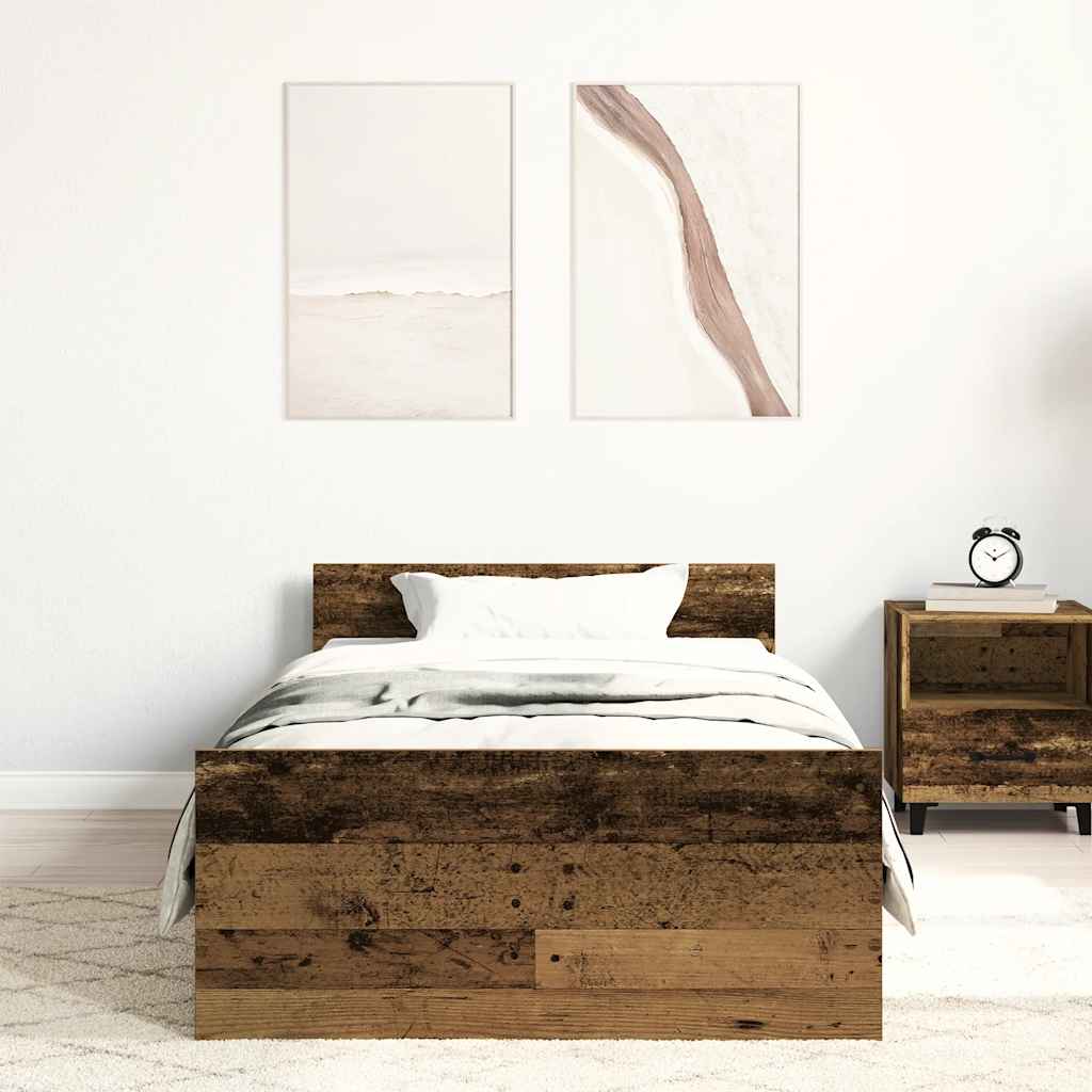 Bed Frame without Mattress Old Wood 100x200 cm Engineered Wood