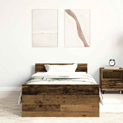 Bed Frame without Mattress Old Wood 100x200 cm Engineered Wood
