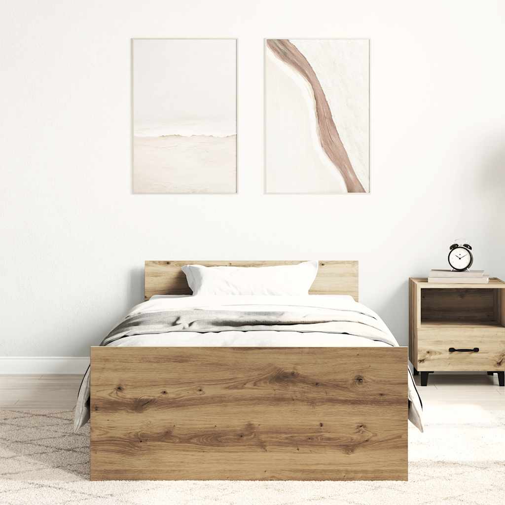 Bed Frame without Mattress Artisan Oak 90x190 cm Single Engineered Wood