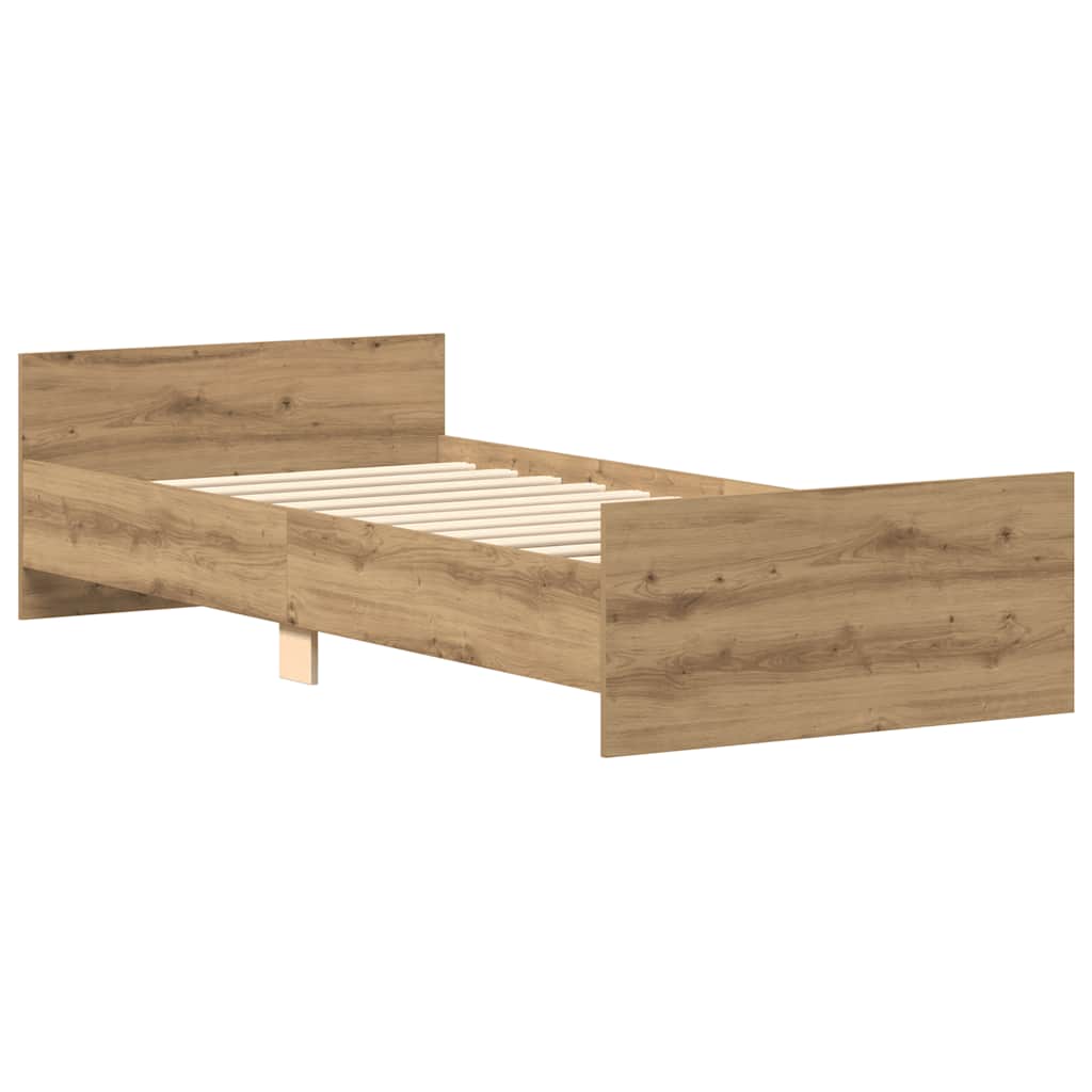 Bed Frame without Mattress Artisan Oak 90x190 cm Single Engineered Wood