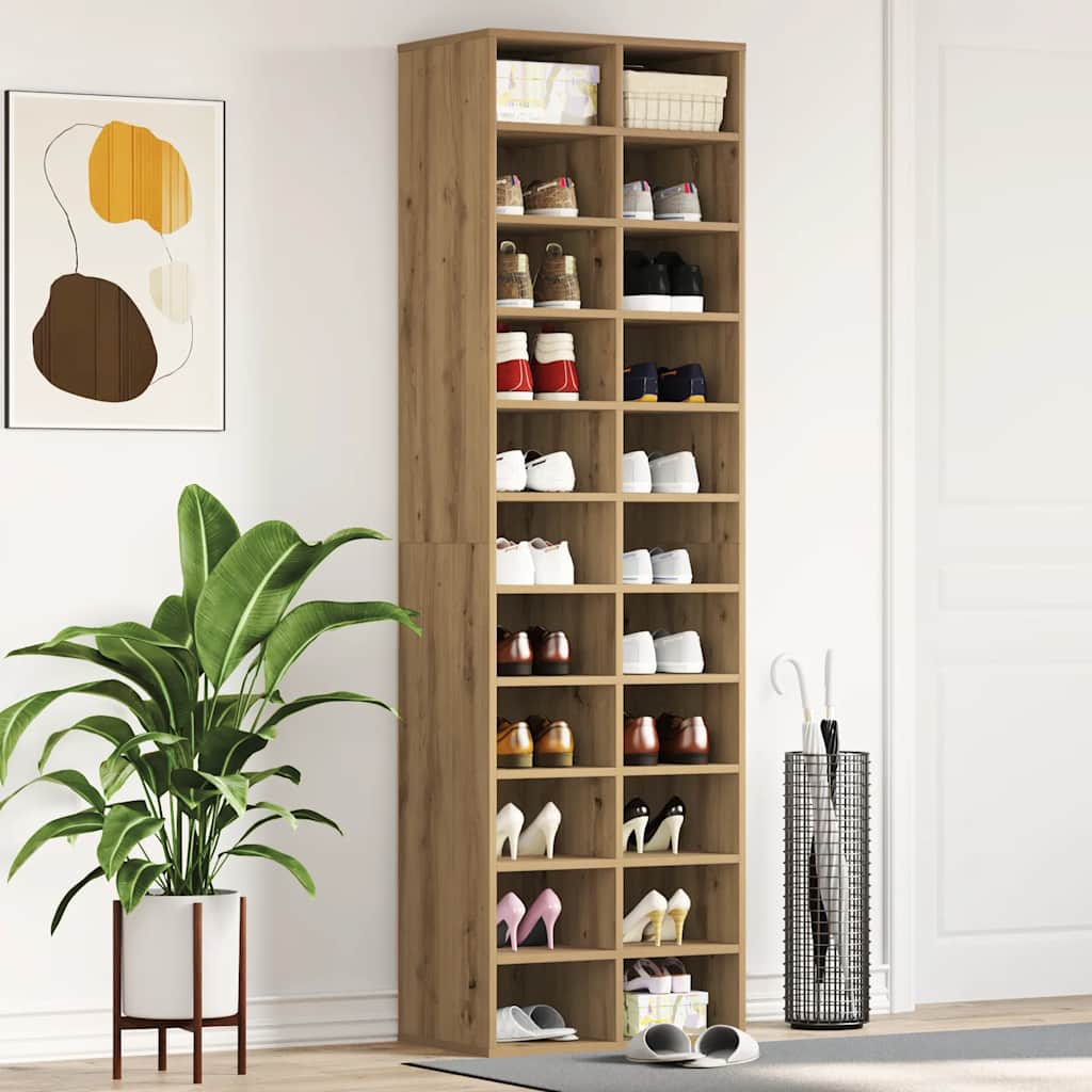 Shoe Cabinet Artisan Oak 54x34x183 cm Engineered Wood