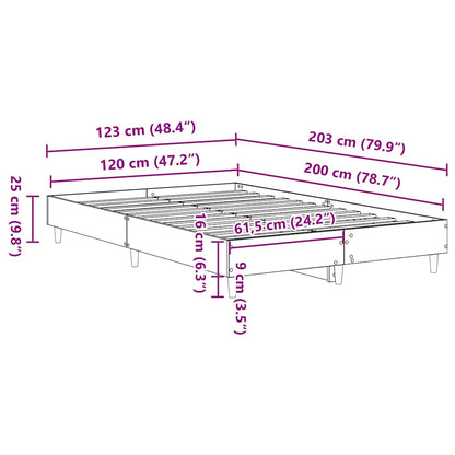 Bed Frame No Mattress Sonoma Oak 120x200 cm Engineered Wood