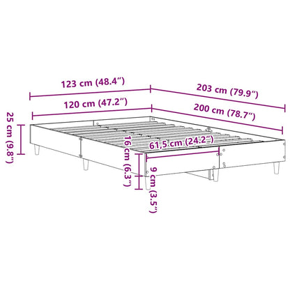 Bed Frame No Mattress Smoked Oak 120x200 cm Engineered Wood