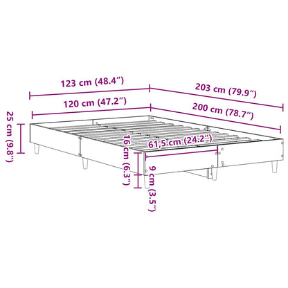 Bed Frame No Mattress Artisan Oak 120x200 cm Engineered Wood