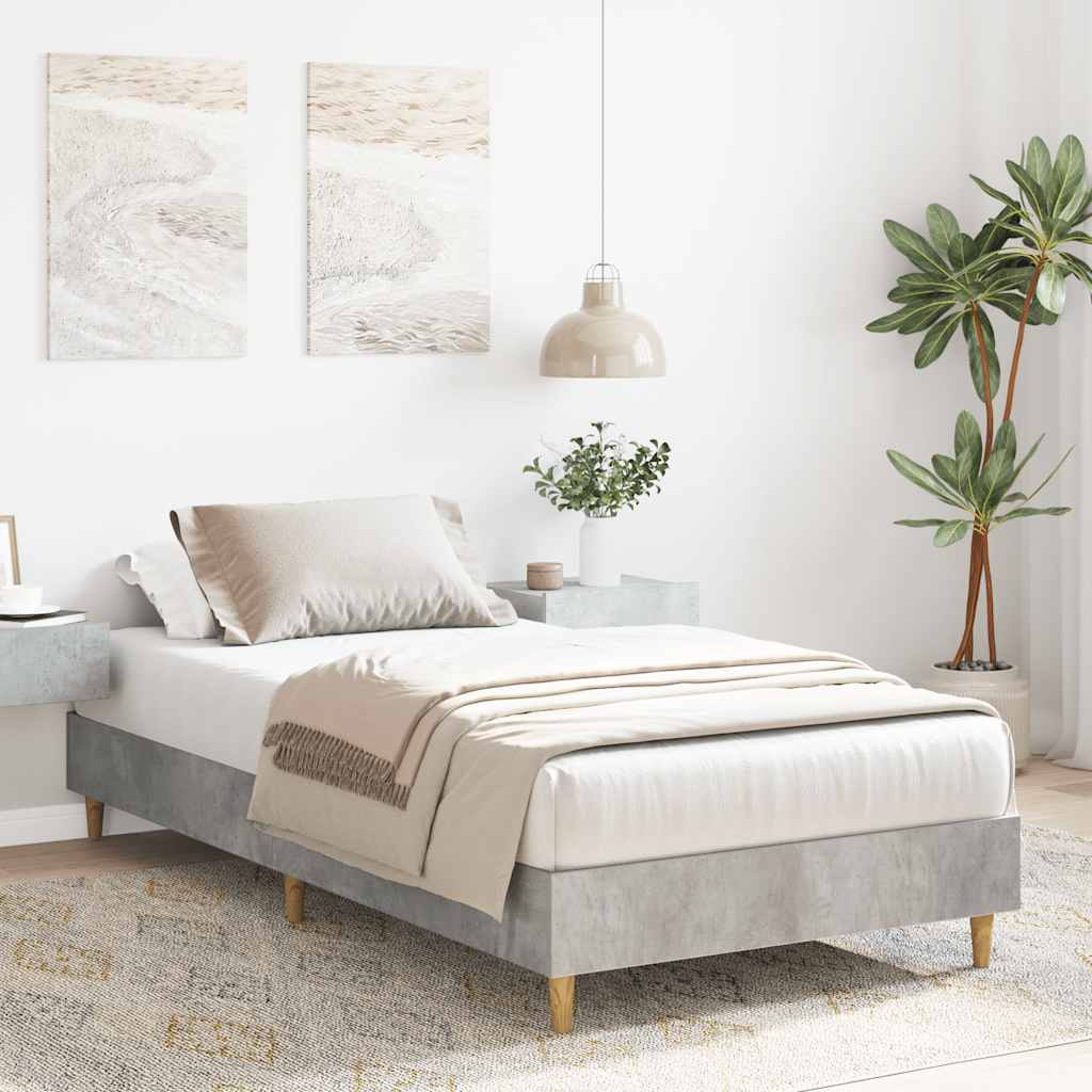 Bed Frame No Mattress Concrete Grey 90x190 cm Single Engineered Wood