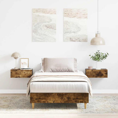 Bed Frame No Mattress Smoked Oak 90x190 cm Single Engineered Wood