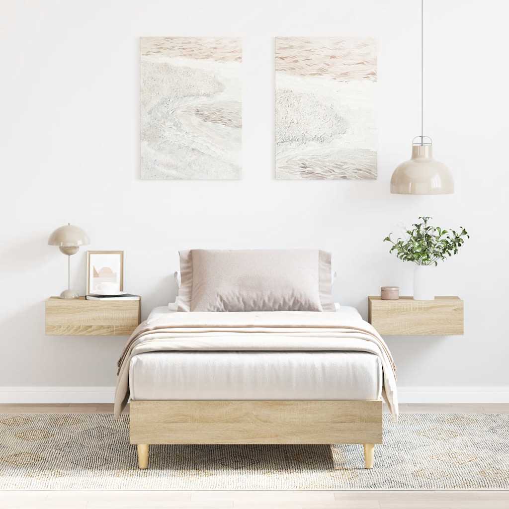 Bed Frame No Mattress Sonoma Oak 75x190 cm Small Single Engineered Wood