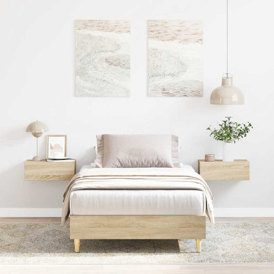 Bed Frame No Mattress Sonoma Oak 75x190 cm Small Single Engineered Wood