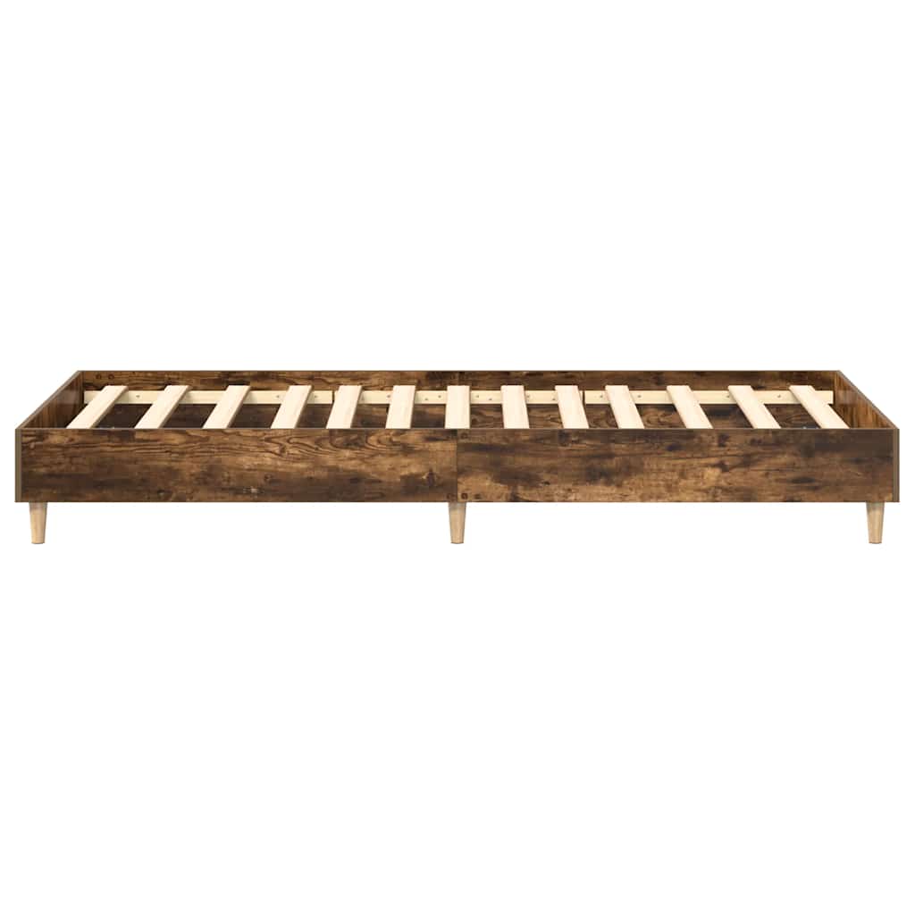 Bed Frame No Mattress Smoked Oak 75x190 cm Small Single Engineered Wood