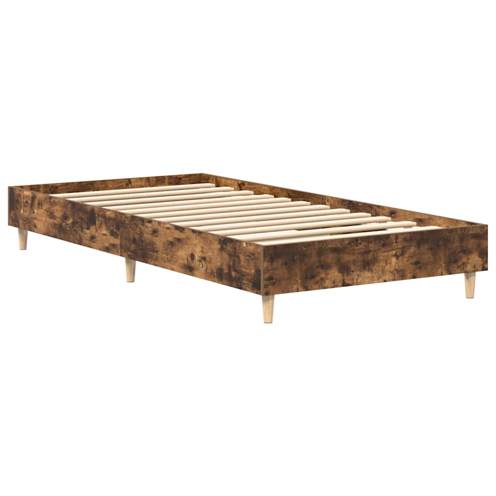 Bed Frame No Mattress Smoked Oak 75x190 cm Small Single Engineered Wood
