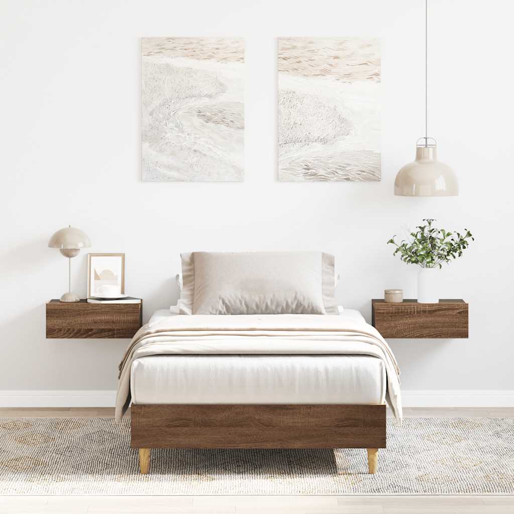 Bed Frame No Mattress Brown Oak 75x190 cm Small Single Engineered Wood