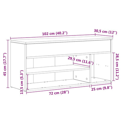 Shoe Bench Black 102x30.5x45 cm Engineered Wood