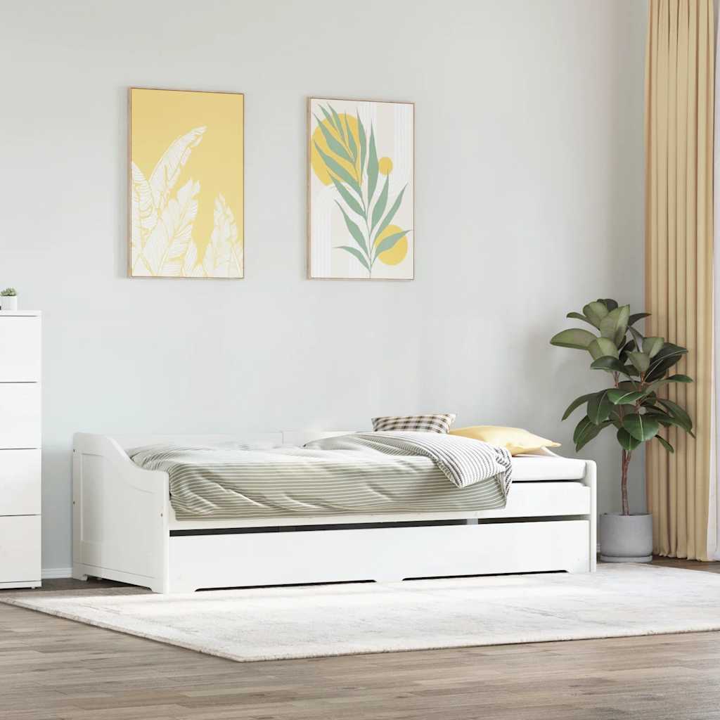 Daybed with Trundle without Mattress IRUN White 90x200 cm