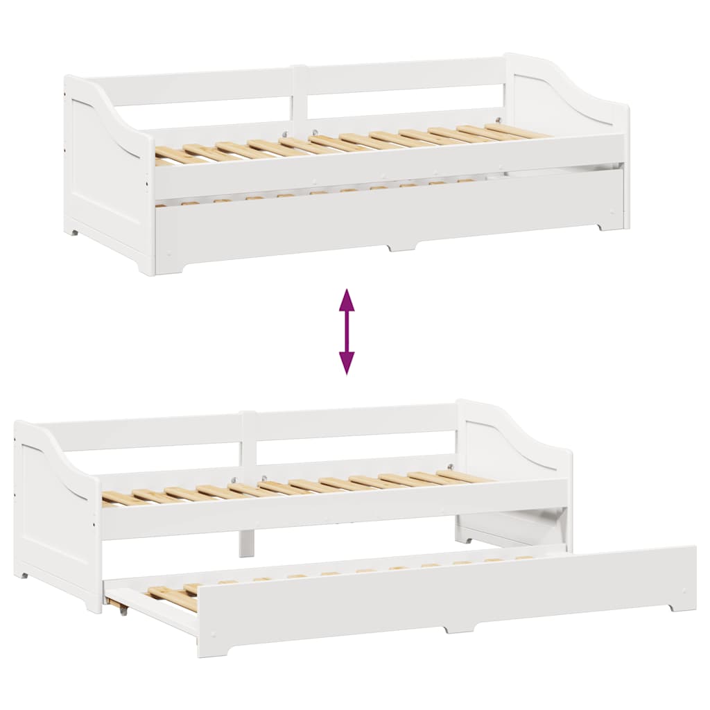Daybed with Trundle without Mattress IRUN White 90x200 cm