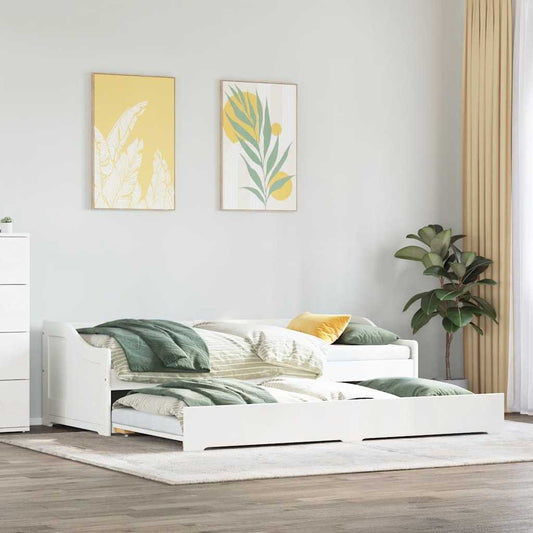 Daybed with Trundle without Mattress IRUN White 90x200 cm