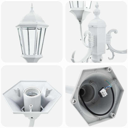 Garden Light Post White Aluminium and Glass