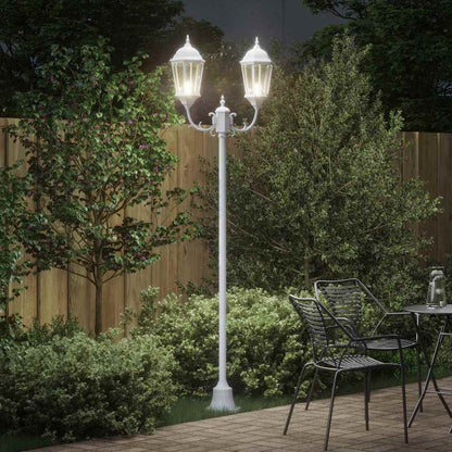 Garden Light Post White Aluminium and Glass
