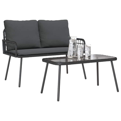 Garden Dining Set 2 pcs Black Poly Rattan