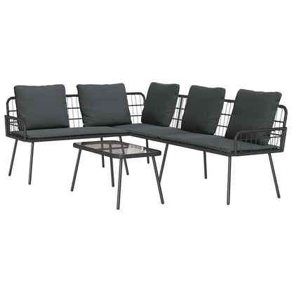 Garden Sofa Set 2 pcs Black Poly Rattan
