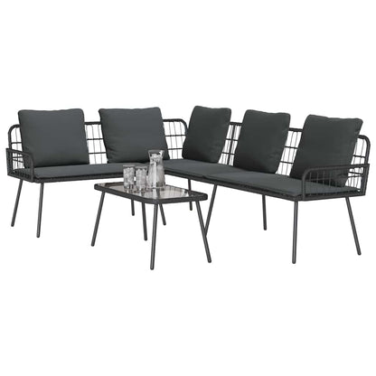 Garden Sofa Set 2 pcs Black Poly Rattan