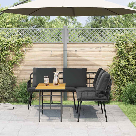 Garden Sofa Set 2 pcs Black Poly Rattan