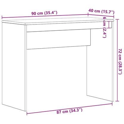 Desk Black Oak 90x40x72 cm Engineered Wood
