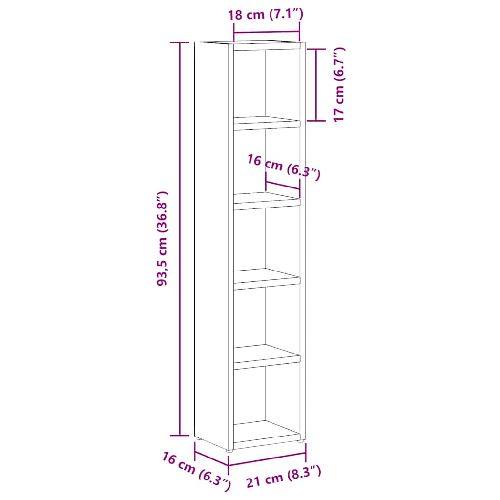 CD Cabinets 2 pcs Black Oak 21x16x93.5 cm Engineered Wood