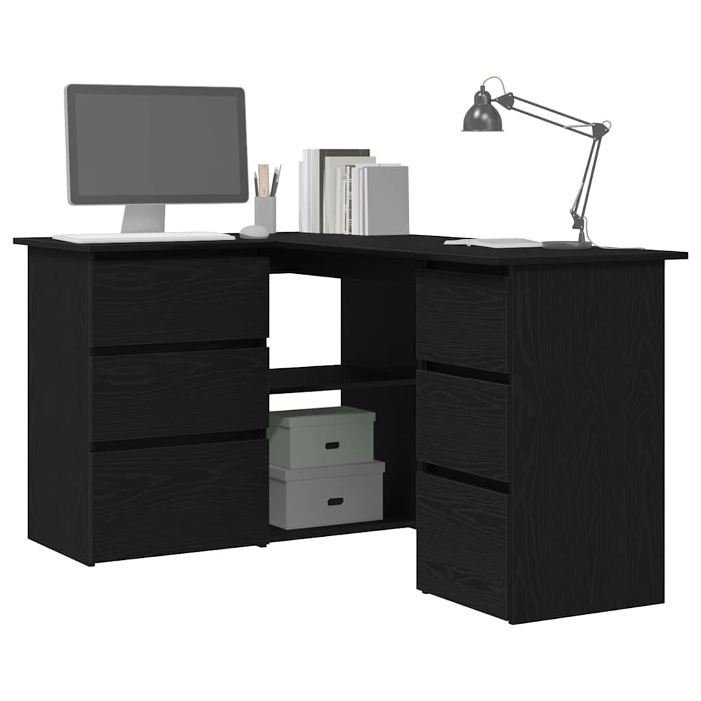 Corner Desk Black oak 145 x 100 x 76 cm Engineered wood