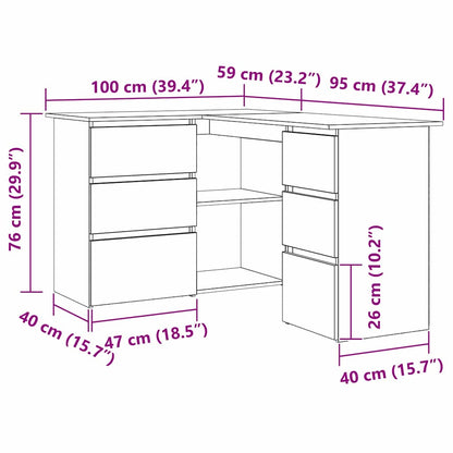 Corner Desk Black oak 145 x 100 x 76 cm Engineered wood