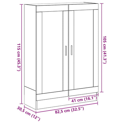 Book Cabinet Black Oak 82.5x30.5x115 cm Engineered Wood
