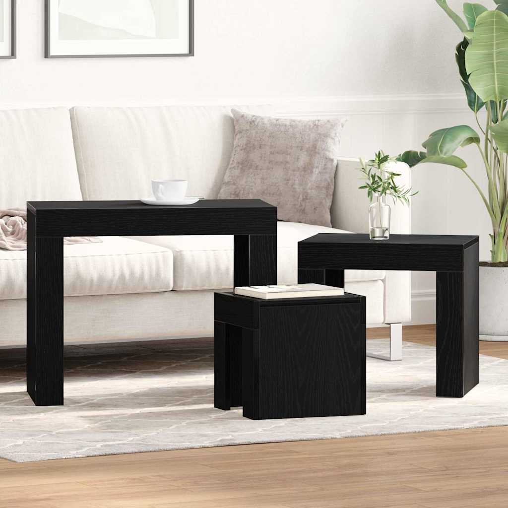 Nesting Tables 3 pcs Black Oak Engineered Wood