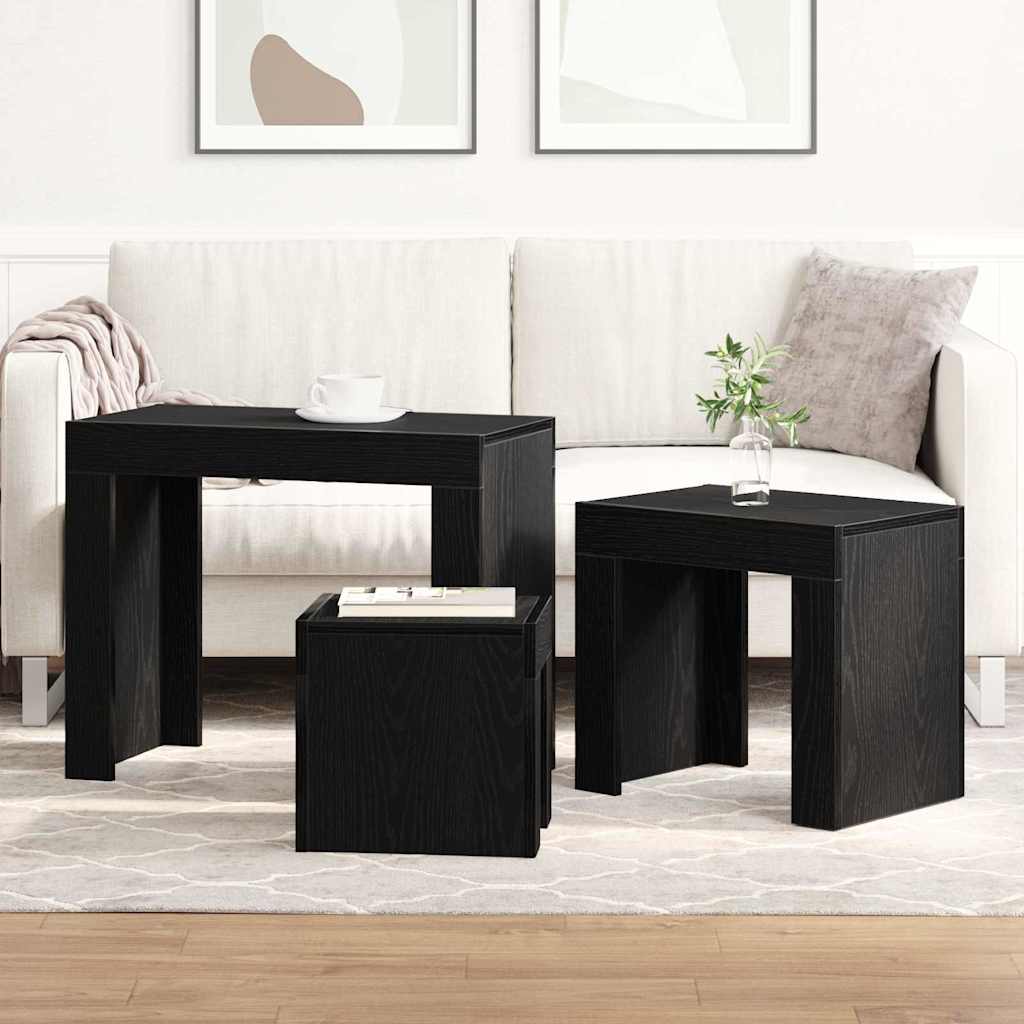 Nesting Tables 3 pcs Black Oak Engineered Wood