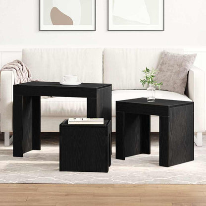 Nesting Tables 3 pcs Black Oak Engineered Wood