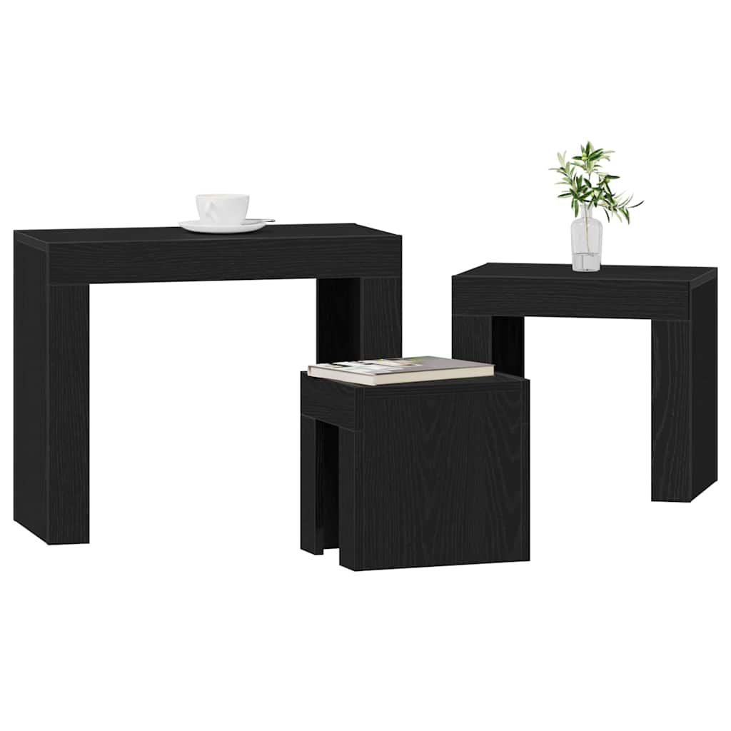 Nesting Tables 3 pcs Black Oak Engineered Wood