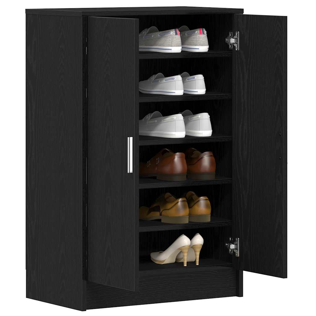 Shoe Cabinet Black Oak 60x35x92 cm Engineered Wood
