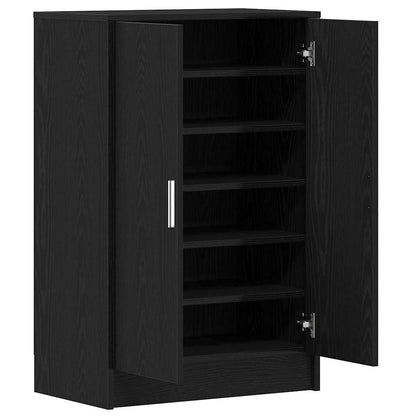 Shoe Cabinet Black Oak 60x35x92 cm Engineered Wood