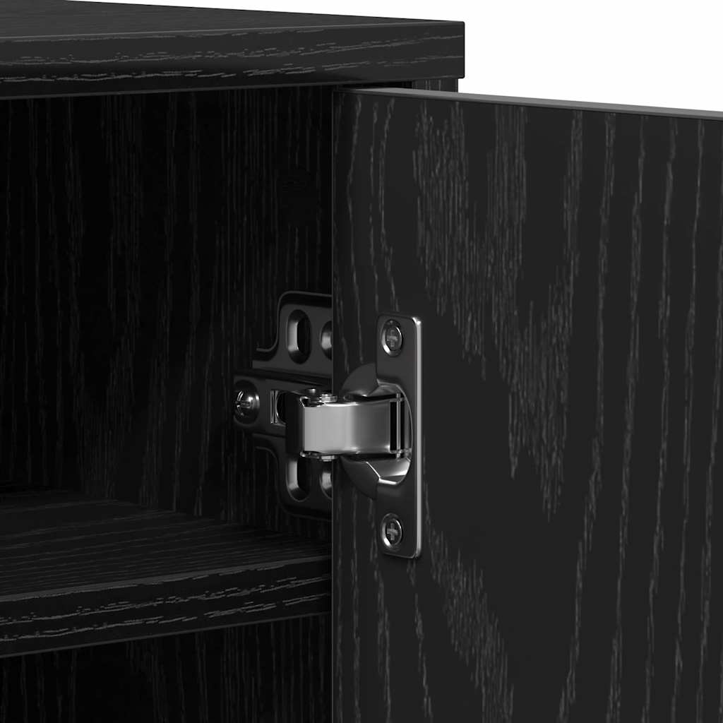 Shoe Cabinet Black Oak 60x35x92 cm Engineered Wood