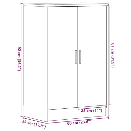 Shoe Cabinet Black Oak 60x35x92 cm Engineered Wood
