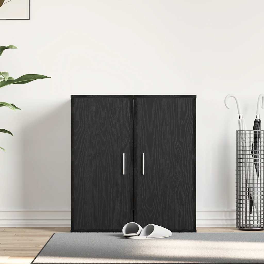 Shoe Cabinets 2 pcs Black Oak 32x35x70 cm Engineered Wood